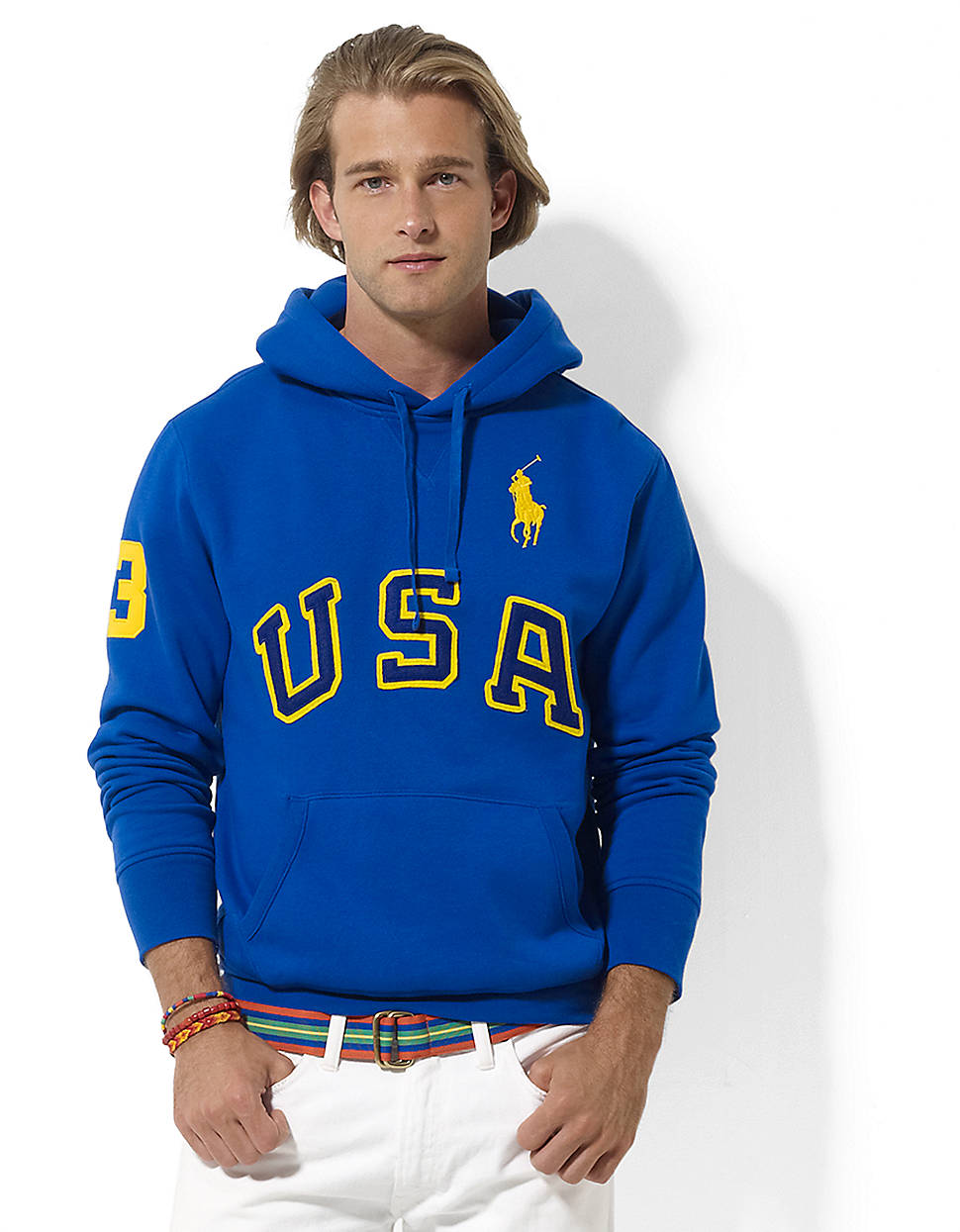 Polo Ralph Lauren Longsleeve French Terry Pullover Usa Hoodie in Blue