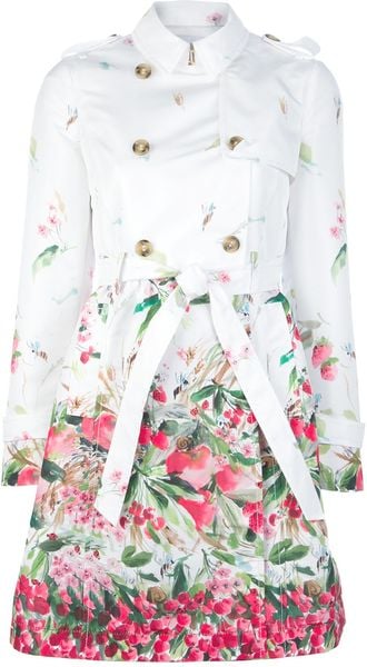 RED Valentino Belted Floral Print Trench - Lyst