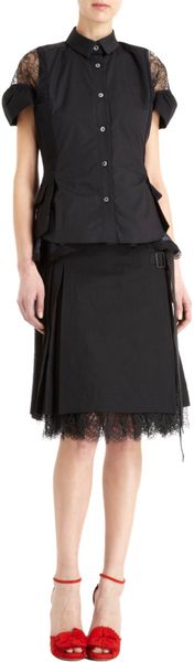 Sacai Lace Sleeve Top - Lyst