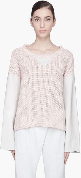 Damir Doma Pink and Grey Trija Heavy Leather-Sleeved Top - Lyst