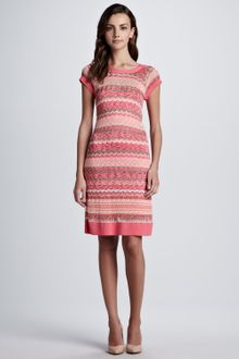 Laundry By Shelli Segal Zig-zag stripe Shortsleeve Dress - Lyst