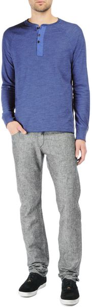Rag & Bone Ls Raglan Henley Baja Blue Moulinex Cotton - Lyst