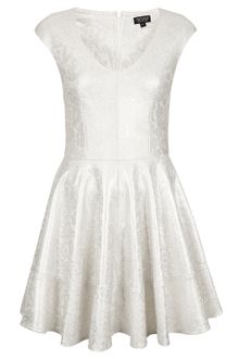 Topshop Foil Bonded Lace Skater Dress - Lyst