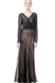 Alberta Ferretti Chiffon Gown with Lace Inset - Lyst