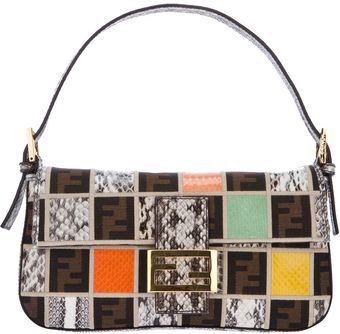 Fendi Baguette Snakeskin Patchwork Bag - Lyst