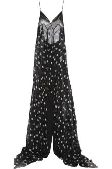 Haider Ackermann Leather Trimmed Polkadot Silk Chiffon Dress - Lyst