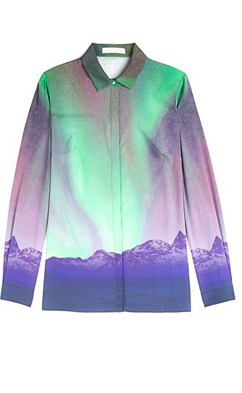 Matthew Williamson Aurora Silk Collared Shirt in Green - Lyst