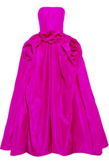 Oscar de la Renta Ruched Strapless Silk Gown - Lyst