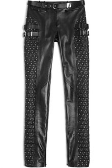 Versace Studded Leather Moto Pants - Lyst