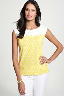 Ann Taylor Daisy Print Ponte Top - Lyst