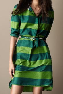 Burberry Brit Striped Silk Shirt Dress - Lyst