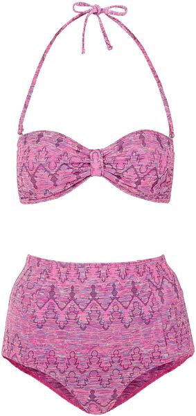 Topshop Pink Lurex Texture Bikini - Lyst