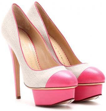 Charlotte Olympia Linen Platform Pumps - Lyst