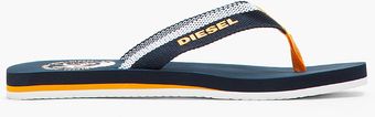 Diesel Midnight Blue Orange Rubber Maka Flipflops - Lyst