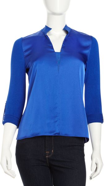 Tahari Mixedmedia Blouse - Lyst