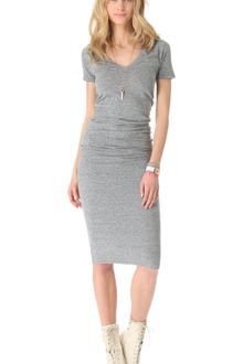 Monrow Short Sleeve Shirred Dress - Lyst