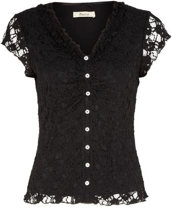 Precis Petite Black Lace Jersey Top - Lyst