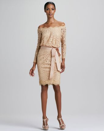 Tadashi Shoji Off-The-Shoulder Lace Cocktail Dress - Lyst