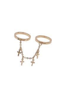 Topshop Mini Cross Drape Double Ring - Lyst