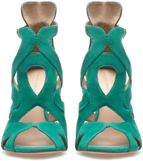 Zara Strappy Highheel Sandals in Green | Lyst