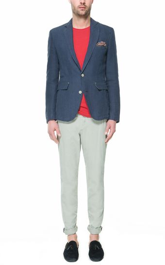 Zara Linen Blazer - Lyst