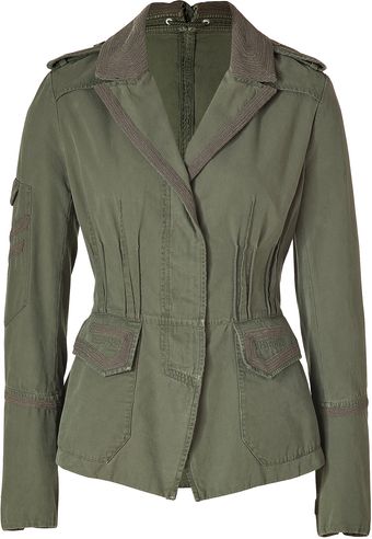 Ermanno Scervino Army Green Embroidered Cotton Jacket - Lyst