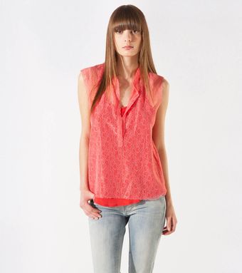 Maje Agree Sleeveless Lace Blouse - Lyst