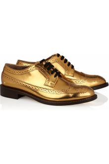 Marni Metallic Leather Brogues - Lyst