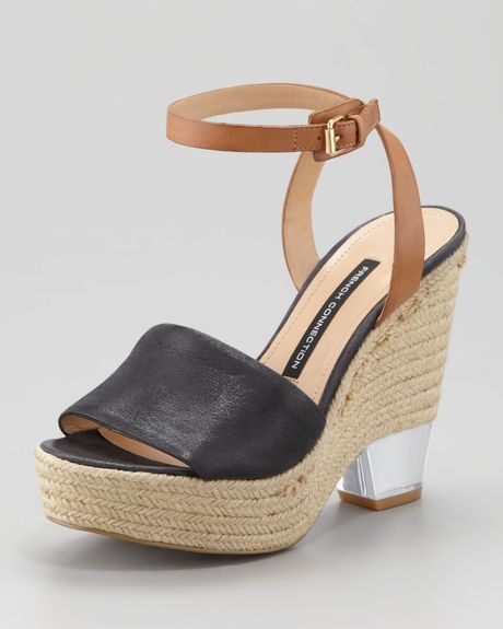 French Connection Abby Jute Wedge Sandal in Black (BLK) - Lyst
