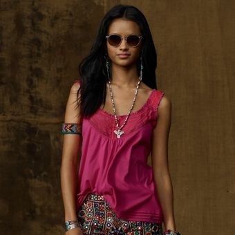 Ralph Lauren Embroideredbib Tank - Lyst