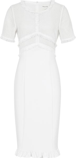 Reiss Deis Fitted Lace and Frill Dress - Lyst