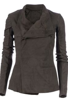 Rick Owens Funnel Neck Leather Jacket - Lyst