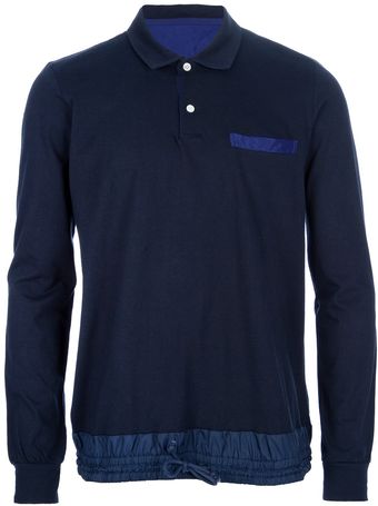 Sacai Long Sleeved Polo Shirt - Lyst