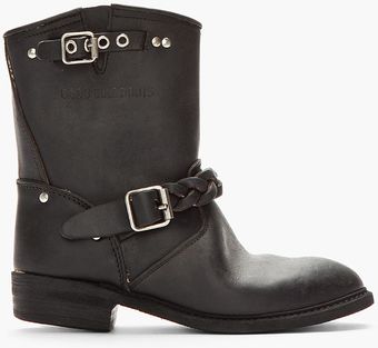 Golden Goose Deluxe Brand Black Leather Braided Biker Boots - Lyst