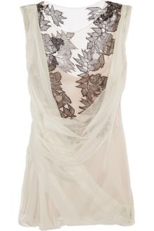 Alberta Ferretti Laceappliquéd Tulle and Silkorganza Top - Lyst