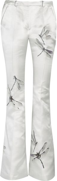 Alexander McQueen Silk Blend Satin Dragonfly Jacquard Pants - Lyst