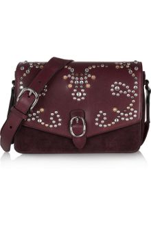 Isabel Marant Laura Studded Leather and Suede Shoulder Bag - Lyst