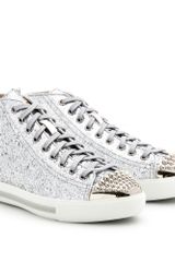 Miu Miu Glitter High-Top Sneakers