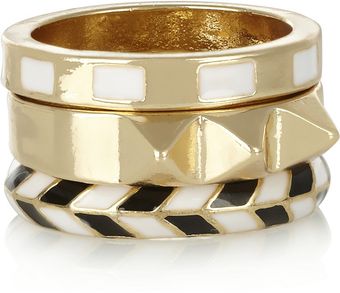 Noir Jewelry Set Of Three Goldplated Rings - Lyst