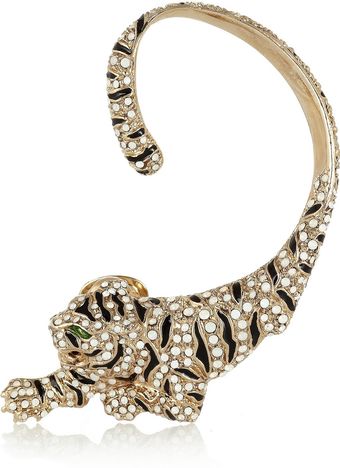Roberto Cavalli Goldplated Swarovski Crystal Cuffstyle Tiger Earrings - Lyst