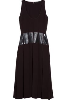 Alexander Wang Pleated Crepe and Leather Dress - Lyst