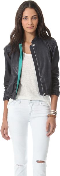 Charlotte Ronson Varsity Leather Jacket - Lyst