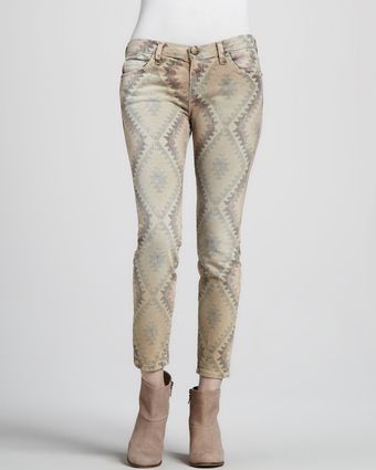 Current/Elliott The Low-Rise Stiletto Southwestern-Print Jeans - Lyst