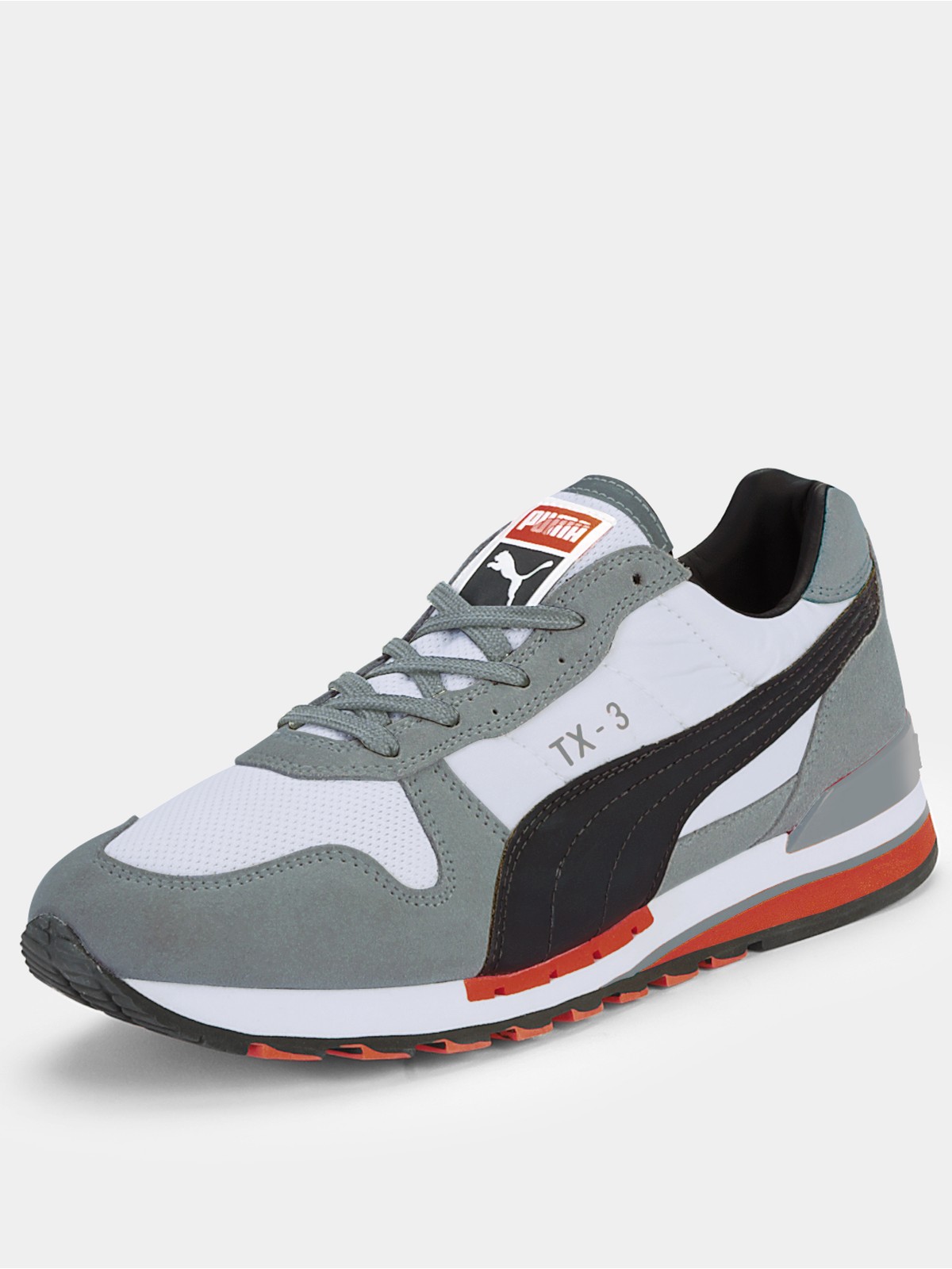 grey and orange puma trainers