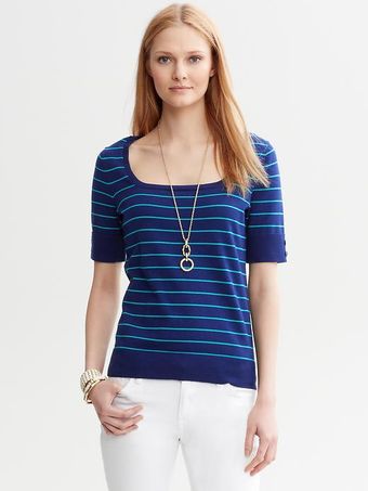 Banana Republic Striped Squareneck Pullover - Lyst
