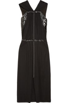 Bottega Veneta Embellished Ayerspaneled Jersey Dress - Lyst