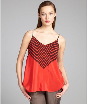 French Connection Valarian Red and Black Striped Silk Zigzag Tank - Lyst