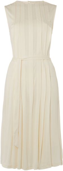 Lauren by Ralph Lauren Sleeveless Crew Neck Pleated Dress - Lyst