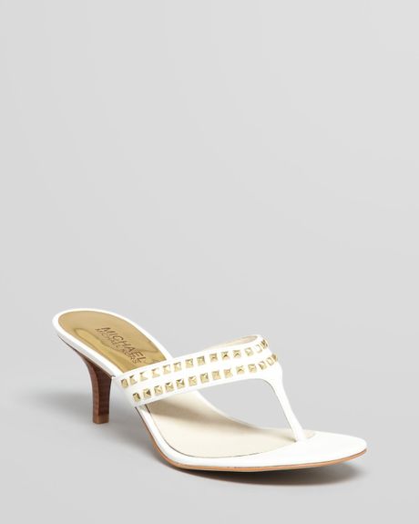 Michael Michael Kors Studded Thong Sandals Alexi Low Heel Slide in ...