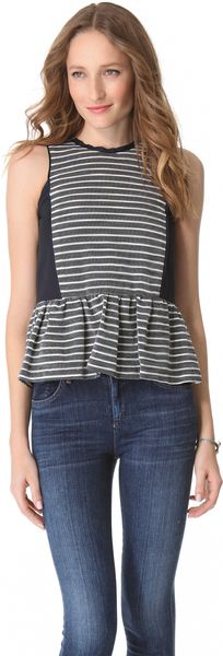 Sea Stripe Peplum Top - Lyst
